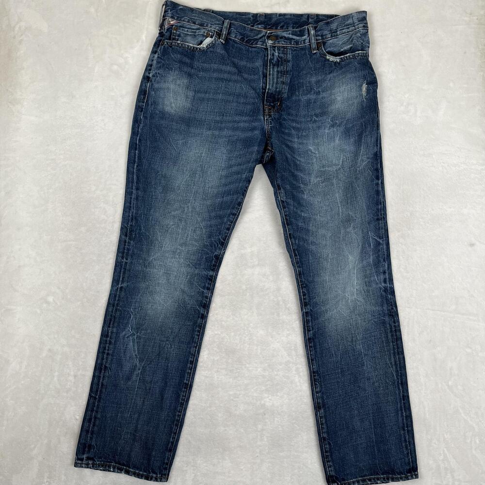 Denim & Supply Ralph Lauren Slouch Jeans Mens 38x32 Blue Distressed Straight